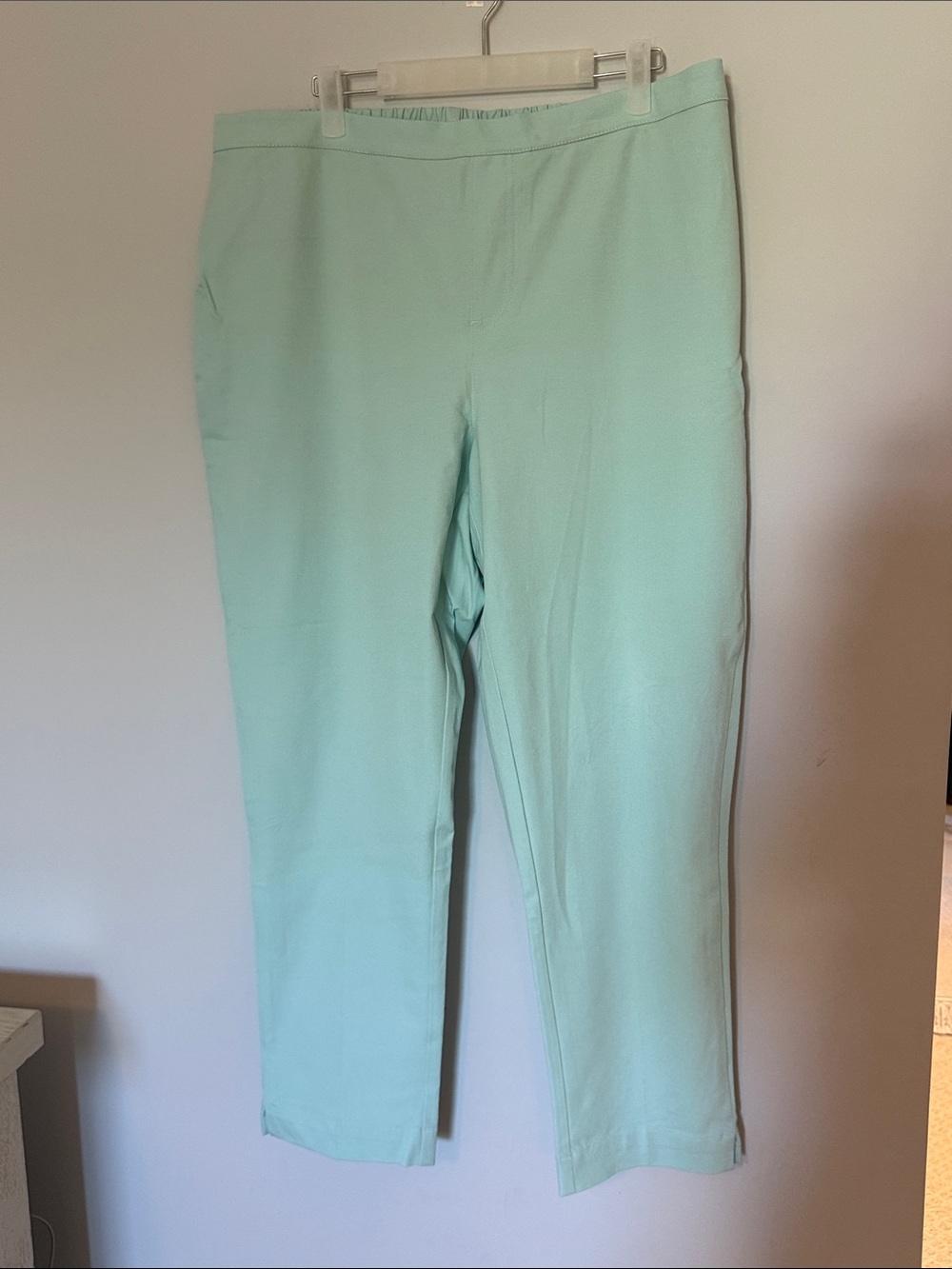 Isaac Mizrahi Womens Mint Green Pull On Ankle Pants Plus Size 18W Modern Preppy